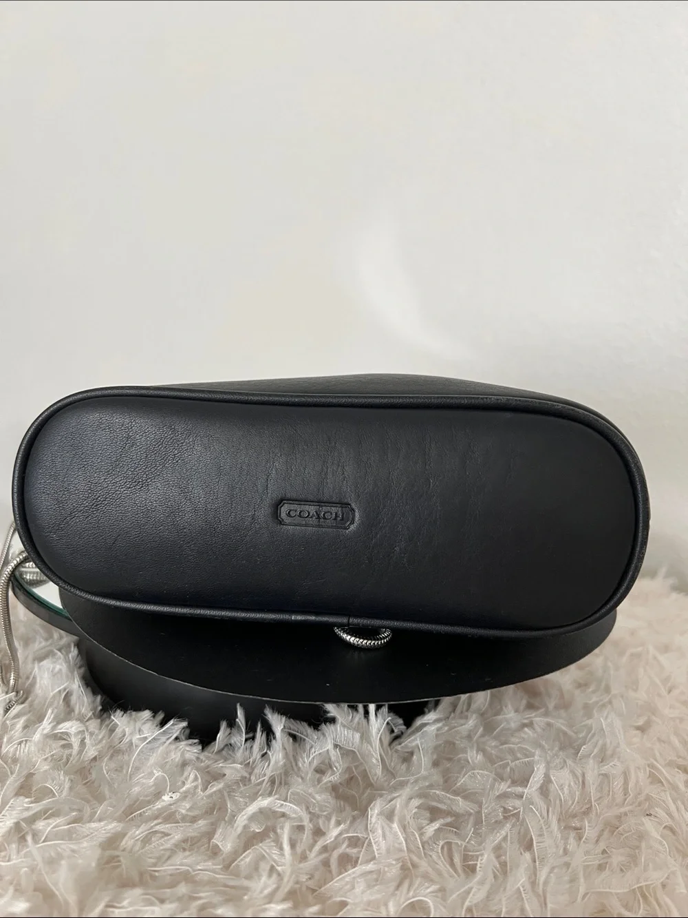 COACH Vintage Black Leather Upgraded Cosmetic Pouch